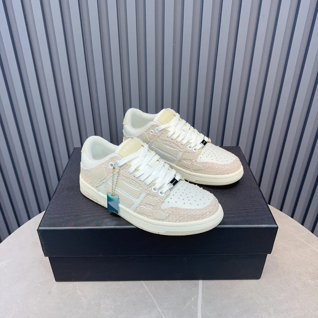 Men's men's shoes 💰600 AMIRI high street sneakers with bone sports shoes, toe layer cowhide upper, upper side bones, hand-stitched, good three-dimensional effect, customized metal LOGO, size 38-45 46